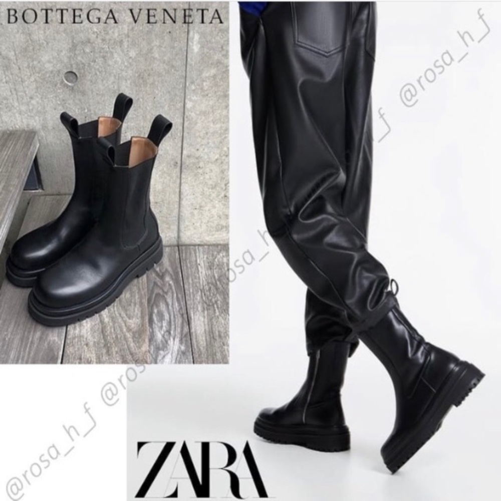 Zara Leather Ankle Boots with Lug Soles - Picture 6 of 16